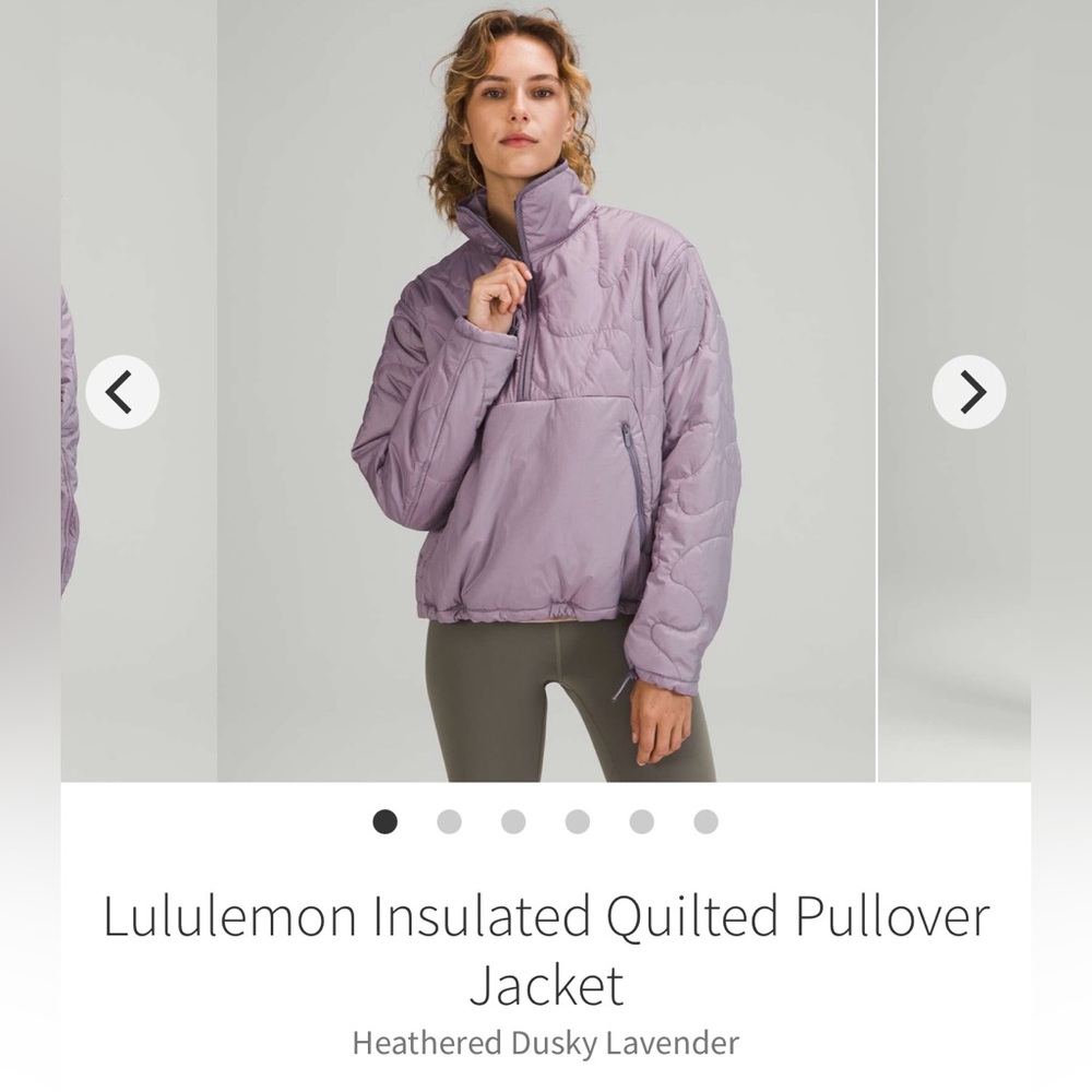 Lululemon Insulated Quilted Pullover Jacket Lavender